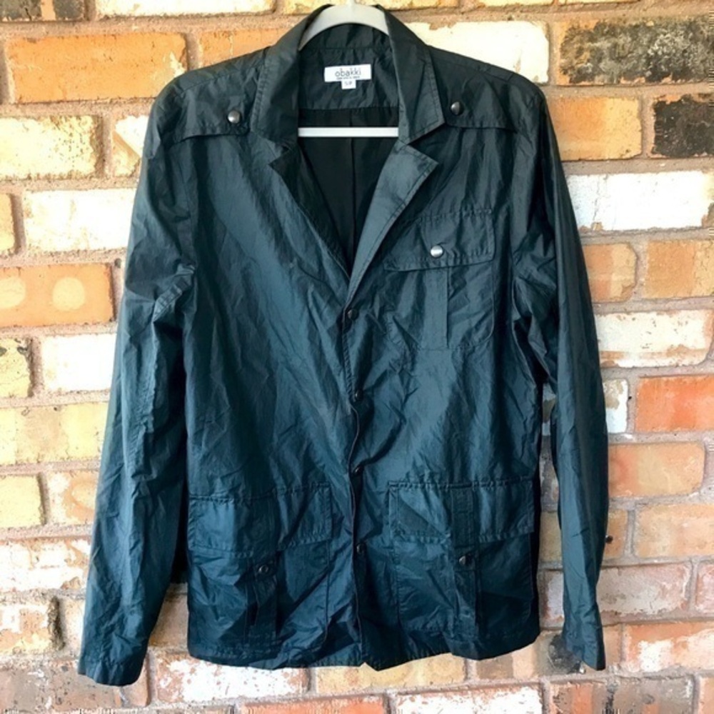 Obakki Cotton Silk Lightweight  Black Utility Jacket